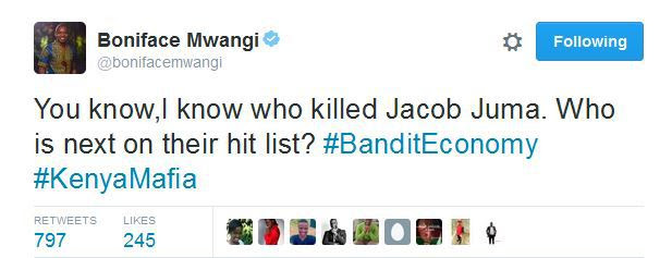 Boniface Mwangi knows who killed JACOB JUMA in cold blood