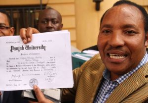 Ferdinand Waititu did not study in Panjab University India. B.Com Degree course, CPE certificate, Kiambu Governor, Kabogo, Public Service Commission, PSC