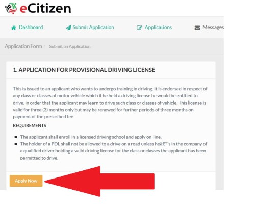 NTSA eCitizen - How to apply for Provisional driving license NTSA Kenya