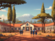 Illustration representing a secondary school campus, not a photograph of Entarara Mixed Secondary School