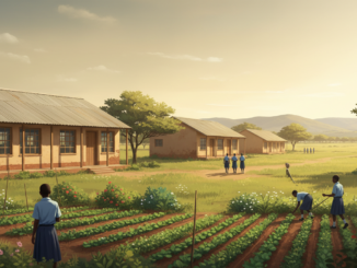 Illustration representing a Kenyan secondary school campus, not an actual photograph of Merrueshi Maasai Secondary School