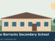Illustration of a fictional secondary-school campus, not a real photograph of Isiolo Barracks Secondary School