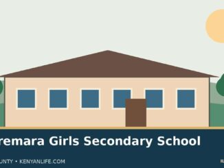 Editorial illustration of a fictional Kenyan secondary school campus; not an actual photo of Ngaremara Girls Secondary School